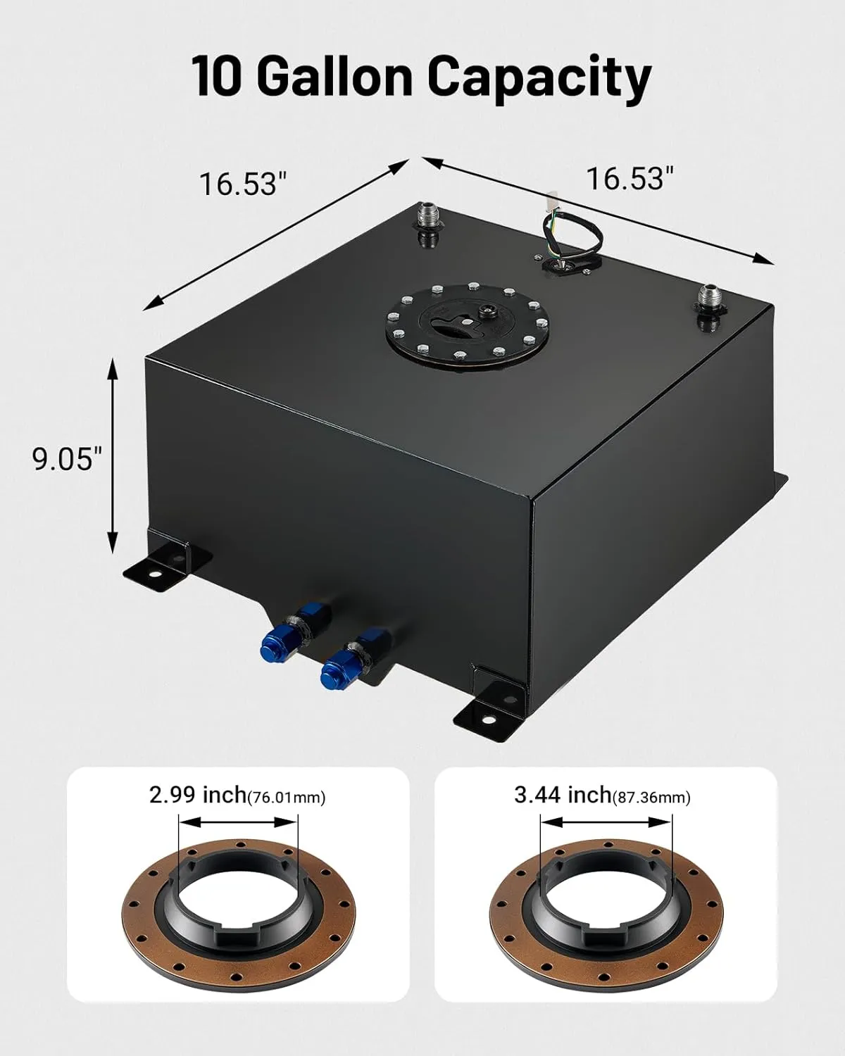 EVIL ENERGY 10 Gallon Fuel Cell Tank Aluminum with Level Sender 6AN 12FT CPE Fuel Line Kit Black