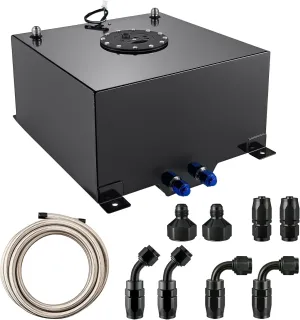 EVIL ENERGY 10 Gallon Fuel Cell Tank Aluminum with Level Sender 6AN 12FT CPE Fuel Line Kit Black