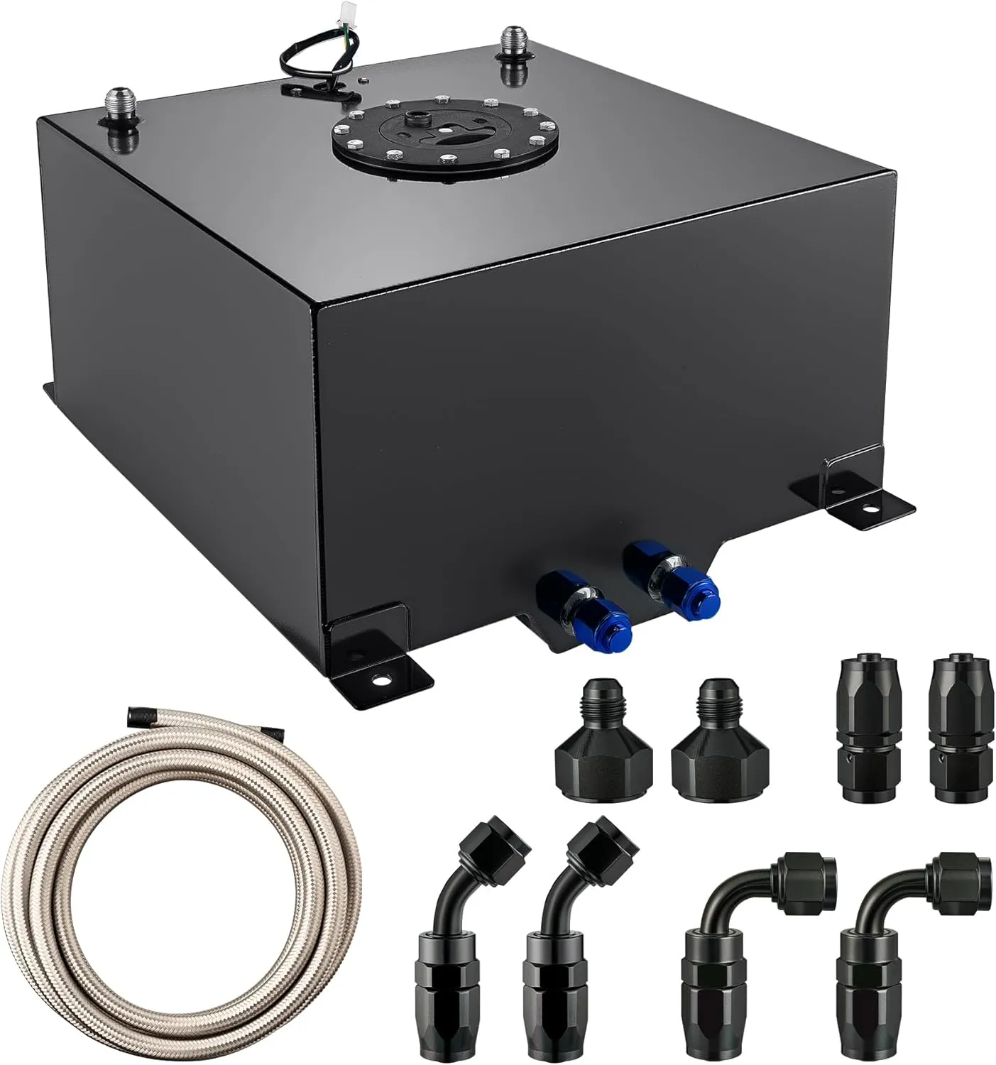 EVIL ENERGY 10 Gallon Fuel Cell Tank Aluminum with Level Sender 6AN 12FT CPE Fuel Line Kit Black