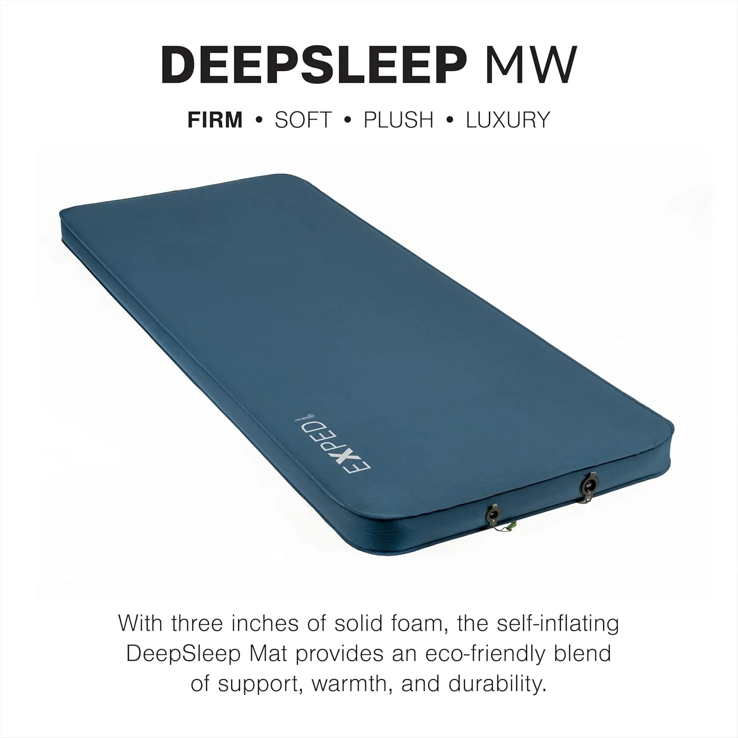 Exped DeepSleep Mat Single MW - Self Inflating Firm Car Sleeping Mat, 3” Foam Pad, Pump Included
