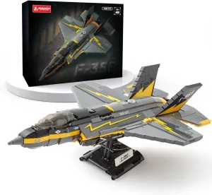 F-35b Fighter Jet Building Block Sets, Military Airplane Building Blocks for Adults, Airplane Building Bricks with Display Stand, Military Plane Building Set for Kids and Adults(1268 Pcs)