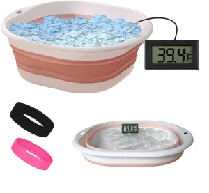 Face Bowl for Ice Bath, Cold Face Plunge Bowl Kit, Foldable Bowl for Face Ice Bath with Reusable Cubes, Portable Cold Plunge Face Bowl, Ice Bowl for Face Cold Plunge Chiller (Pink)