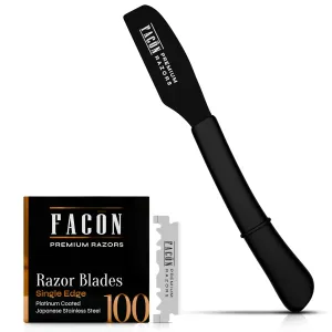 Facón Straight Razors for Men - Professional Barber Straight Edge Razor Kit with 100 Blades,Japanese Stainless Steel Barbero Shaver for a Smooth & Precise Shave, Premium Barber Razor for Men's Shaving