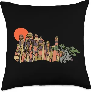 Family Butte Utah Camping Rock Climbing Desert Sunset Throw Pillow