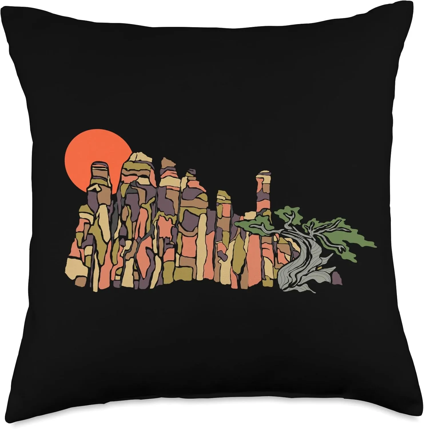 Family Butte Utah Camping Rock Climbing Desert Sunset Throw Pillow
