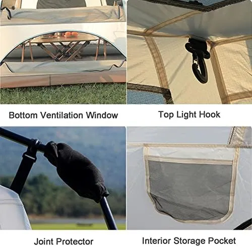 Family Camping Tent, Pop Up Tent 4 Person Family Dome Tent Waterproof Windproof with Roof Skylights, 2 in 1 Double Layers Outdoor Tents for Camping Hiking Backpacking (Style 2 370*