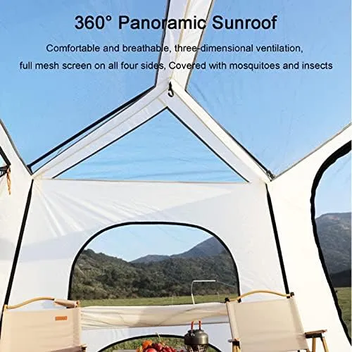 Family Camping Tent, Pop Up Tent 4 Person Family Dome Tent Waterproof Windproof with Roof Skylights, 2 in 1 Double Layers Outdoor Tents for Camping Hiking Backpacking (Style 2 370*