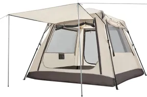 Family Tent with Top Rainfly, Pop Up Camping Tent 3-4 Person Portable Cabin Tent for Family Gatherings, Hiking, Travel