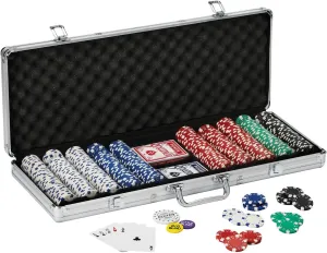Fat Cat 11.5 Gram Texas Hold 'em Claytec Poker Chip Set with Aluminum Case, 500 Striped Dice Chips
