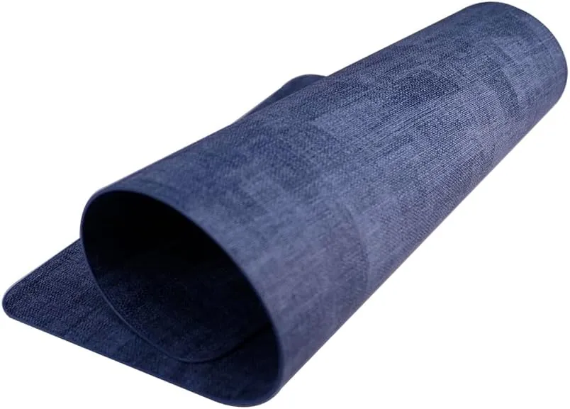 Faux Leather Place Mats for Dining Tables, Heat Resistant Placemats Set of 6 Washable Wipeable, Waterproof, Stain Resistant, Table Mats for Kitchen and Decor (Dark Blue Rectangle B, 6pcs)