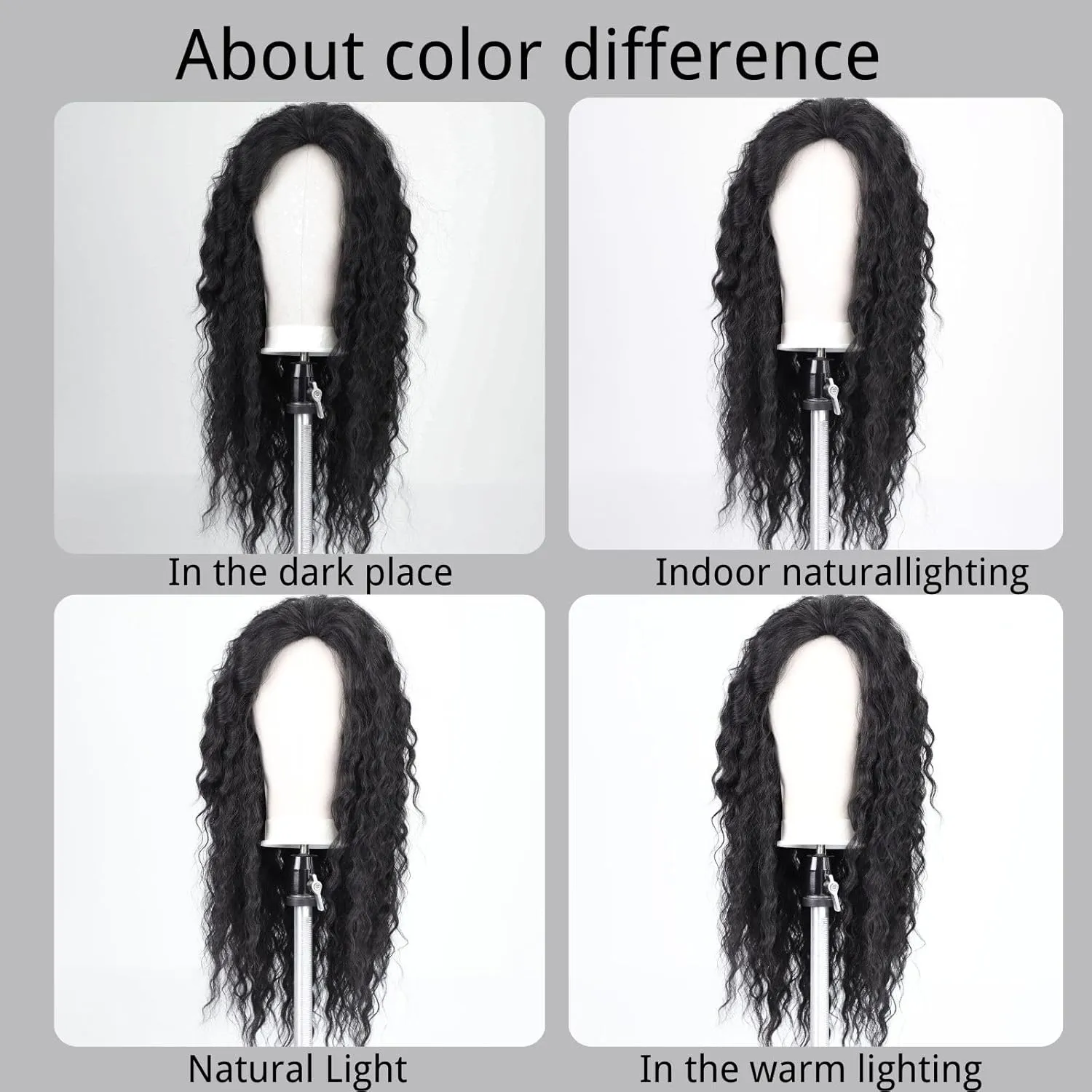 Fencca Long Curly Black Wigs for Women Black Wavy Wig Natural Looking Loose Wave Hair Glueless Heat Resistant Synthetic Wig Hair Replacement Wig