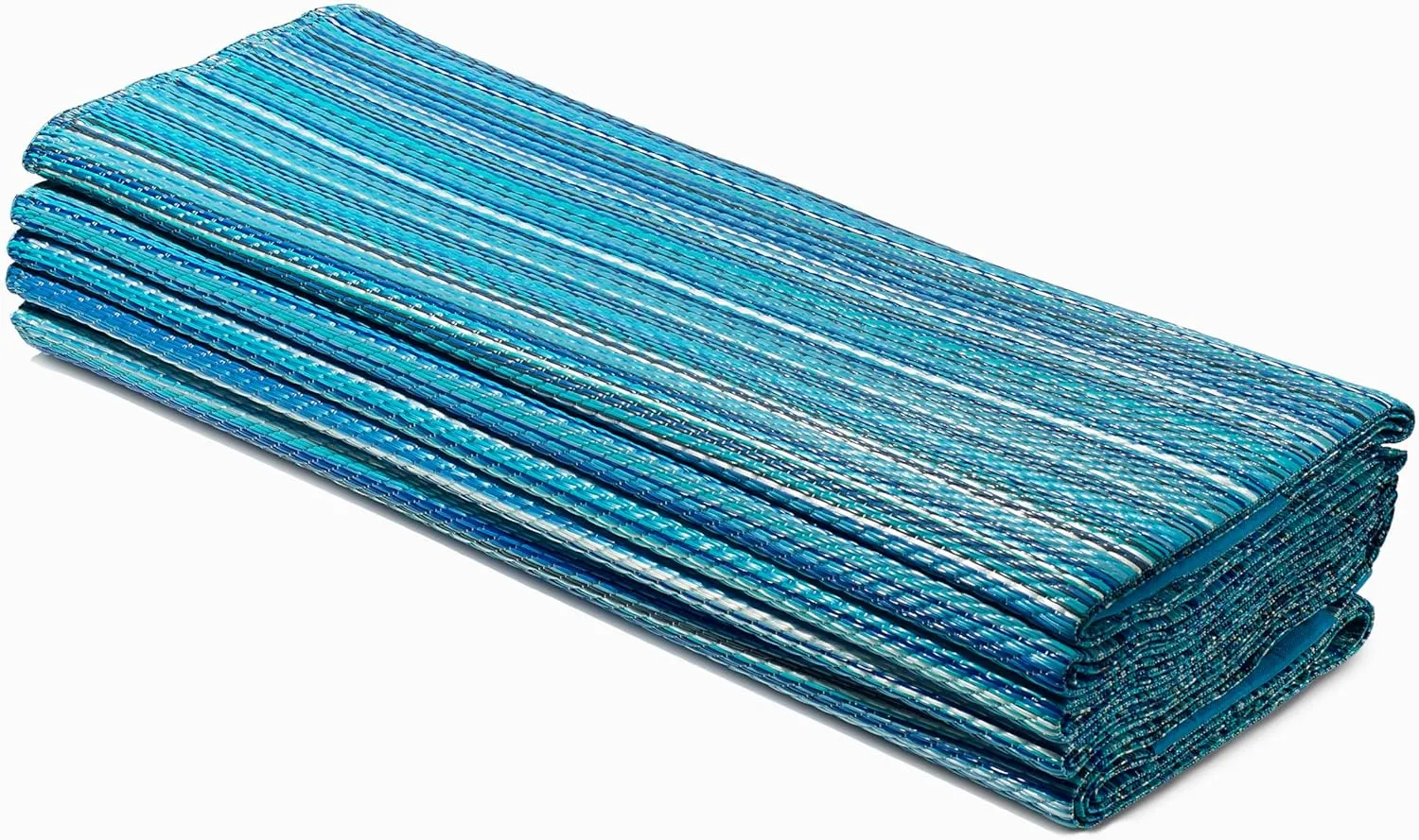 FH Home Outdoor Camping Rug - Waterproof, Fade Resistant, Reversible - Premium Recycled Plastic - Striped - Large Patio, Deck, Sunroom, RV - Havana - Turquoise - 9 x 12 ft Foldable