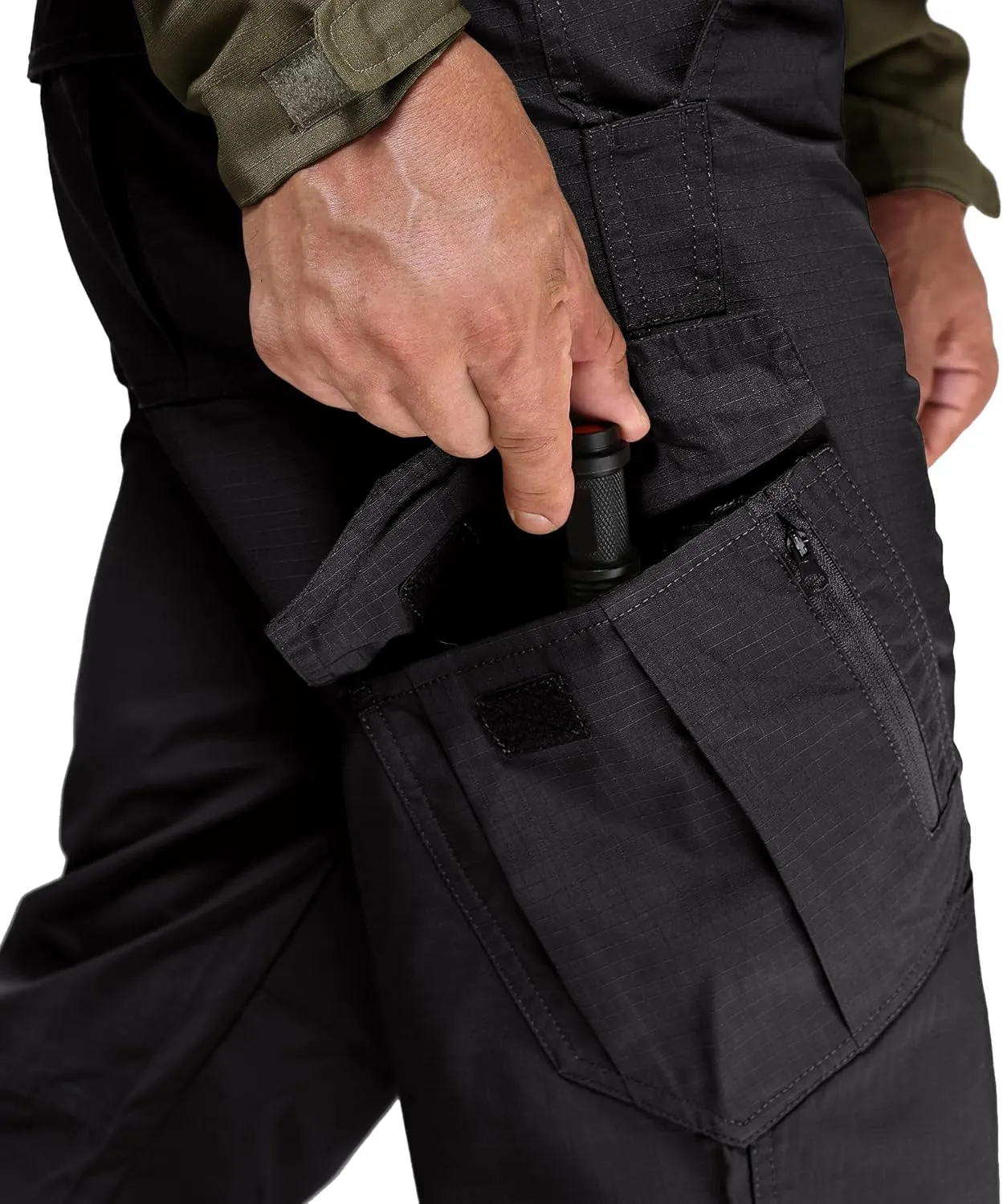FIRST WAY Men's Ripstop Tactical Pants, Water Resistant Cargo Pants, Outdoor Lightweight EDC Hiking Work Pants