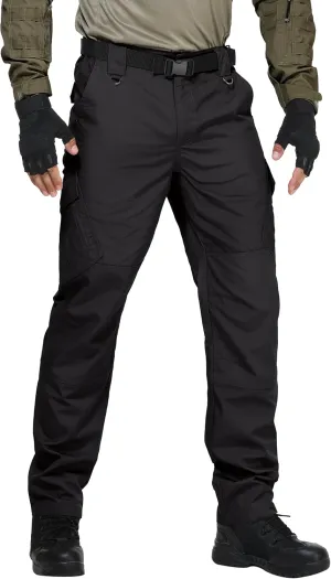 FIRST WAY Men's Ripstop Tactical Pants, Water Resistant Cargo Pants, Outdoor Lightweight EDC Hiking Work Pants