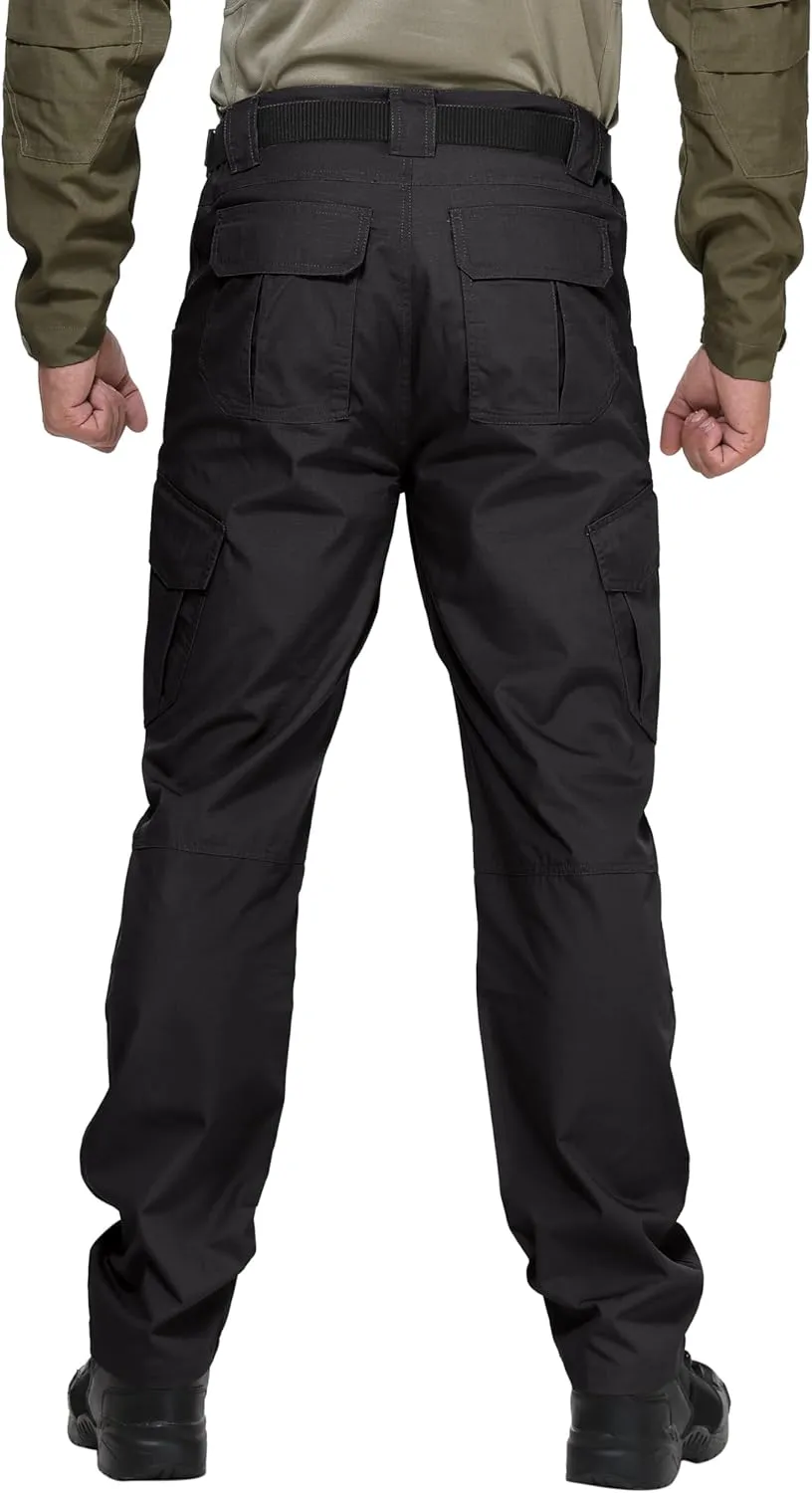 FIRST WAY Men's Ripstop Tactical Pants, Water Resistant Cargo Pants, Outdoor Lightweight EDC Hiking Work Pants