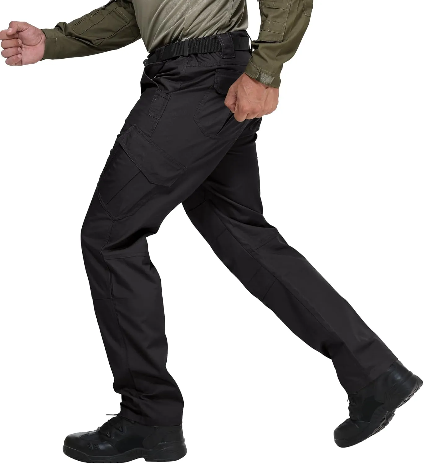 FIRST WAY Men's Ripstop Tactical Pants, Water Resistant Cargo Pants, Outdoor Lightweight EDC Hiking Work Pants