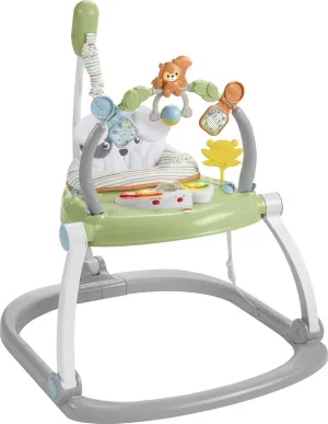 Fisher-Price Baby Bouncer SpaceSaver Jumperoo Activity Center with Lights Sounds and Folding Frame, Sweet Snugapuppy