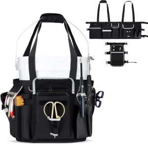 Fishing Bucket Organizer for 5-10 Gallon Bucket, Upgraded Expandable Pouch, Rod Holder & Reflective Strips, Waterproof, Multi-Pockets for Fishing Gear Organize