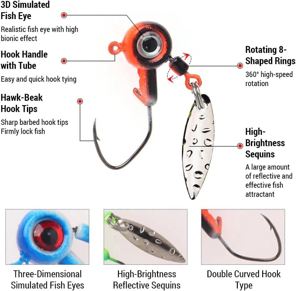 Fishing Jig Hooks Kit High Performance Baits Bass Trout Crappie 0.14oz/0.08oz