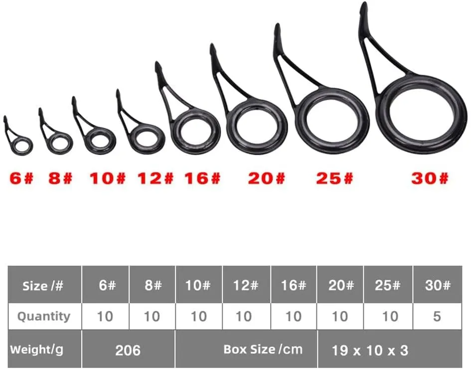 Fishing Rod Repair Kit - Fishing Rod Tips and Guides Replacement Kit With Ceramic Guide Rings
