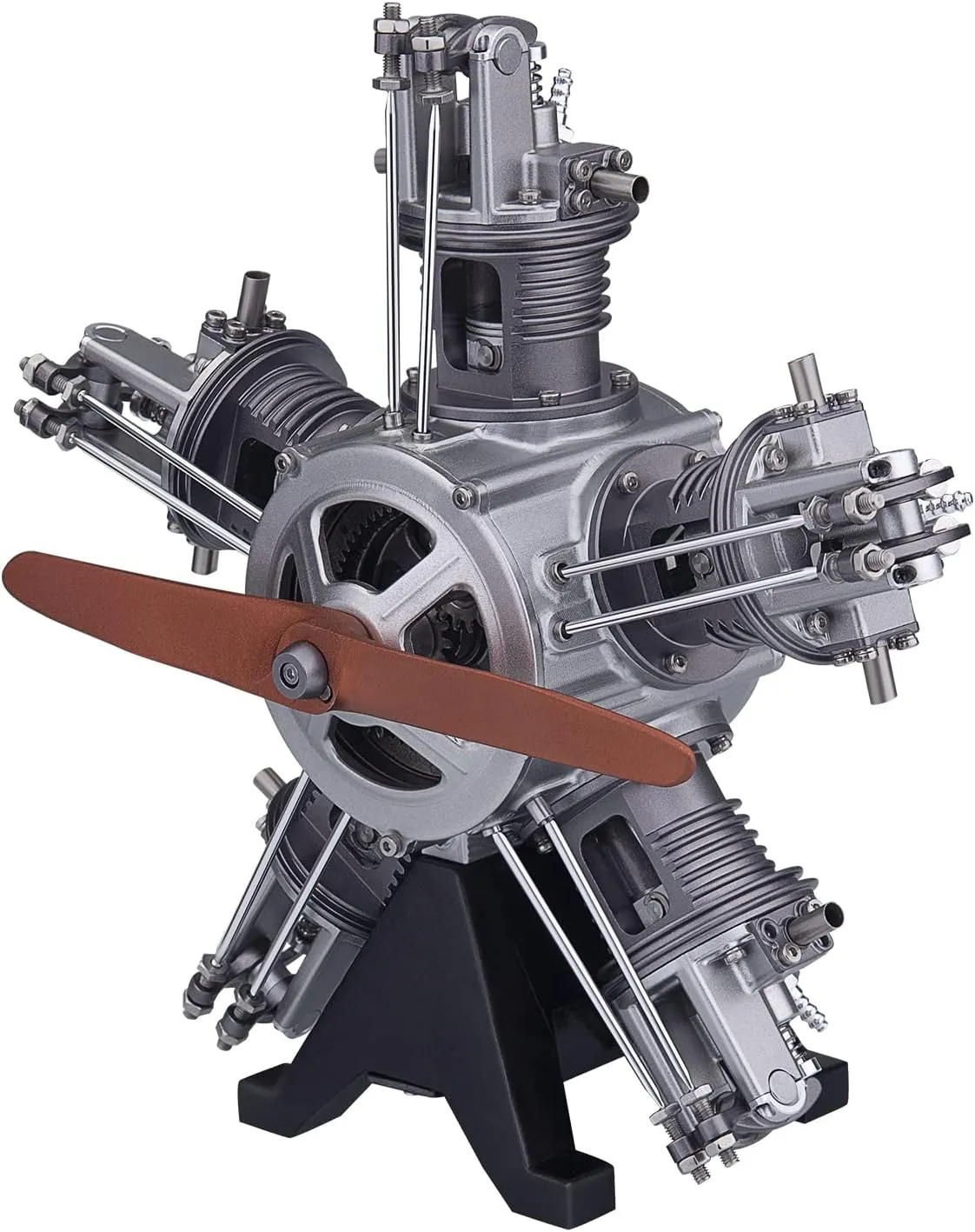 Five-Cylinder Radial Engine, 230 pcs/Set 1:6 Aircraft Engine Simulation Electric Model Metal Machinery DIY Assembly Kit, Science Education Educational Toys Gift Ornaments