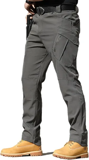 Flexcamo Tactical Waterproof Pants, Multi-Pocket, Quick Dry, Adult Men's Mid Rise Sweatpants, S - 5XL, Black