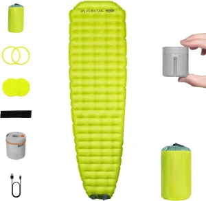 FLEXTAILGEAR Portable Sleeping Pad with Electric Air Pump, 9.4 R-Value Self Inflating Sleeping Pad, Ultralight Air Mattress for Camping, Backpacking, Hiking, Travel (Large)