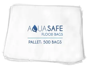 Flood Bags, Water Absorbent Flood Barrier and Super Absorbant Pad, 16" x 22", Pallet - 500 Bags