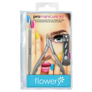 Flowery Pro Manicure Kit with Cuticle Nipper, Nail Clipper and Pro Pusher and Cleaner