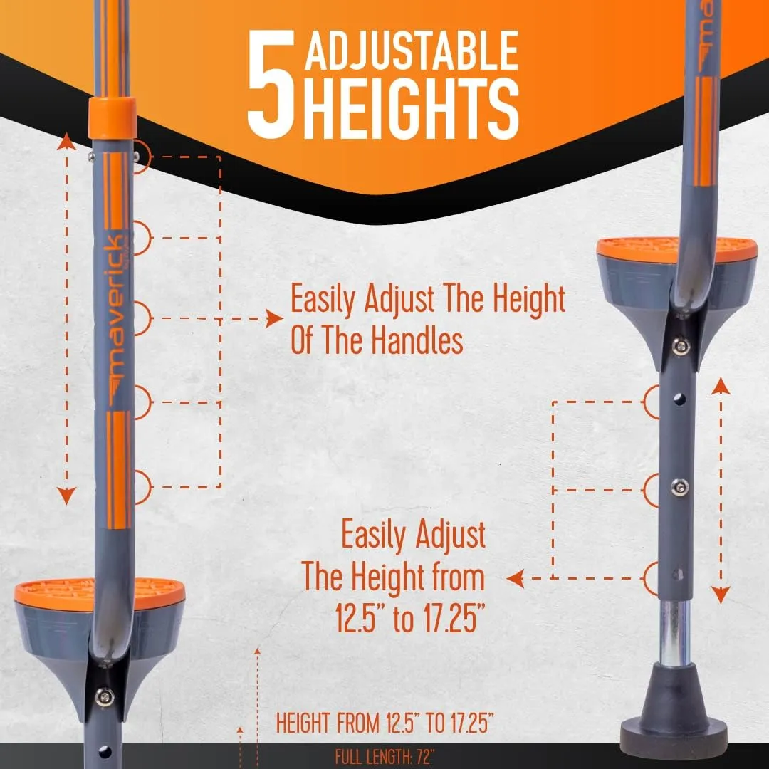 Flybar Maverick Walking Stilts for Kids - 5 Adjustable Height’s, Sturdy, Easy Assembly, Wide Non-Slip Rubber Bottom Tip, Foam Grips, Outdoor Toys for Kids 5 , 190 lbs