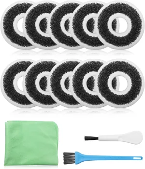 Foam and Carbon Rings Filter Fit for Biorb Aquarium, Aquarium Sponge Foam Filter Pad and Carbon Ring, 10 Aquarium Carbon Filters 10 Aquarium Foam Filters 2 Cleaning Brushes 1 Cleaning Cloth