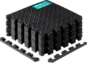 Foam - EVA Foam Interlocking Mats - Black - 3/4" Thick, 48 Square Feet