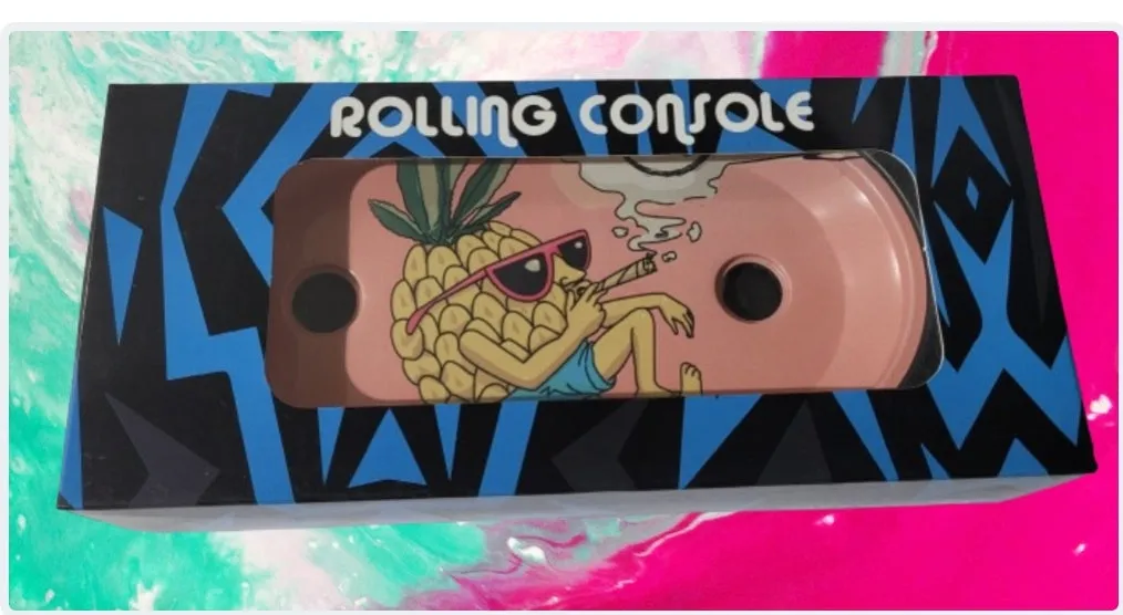 Foldable Metallic Rolling Console With Cone Holder