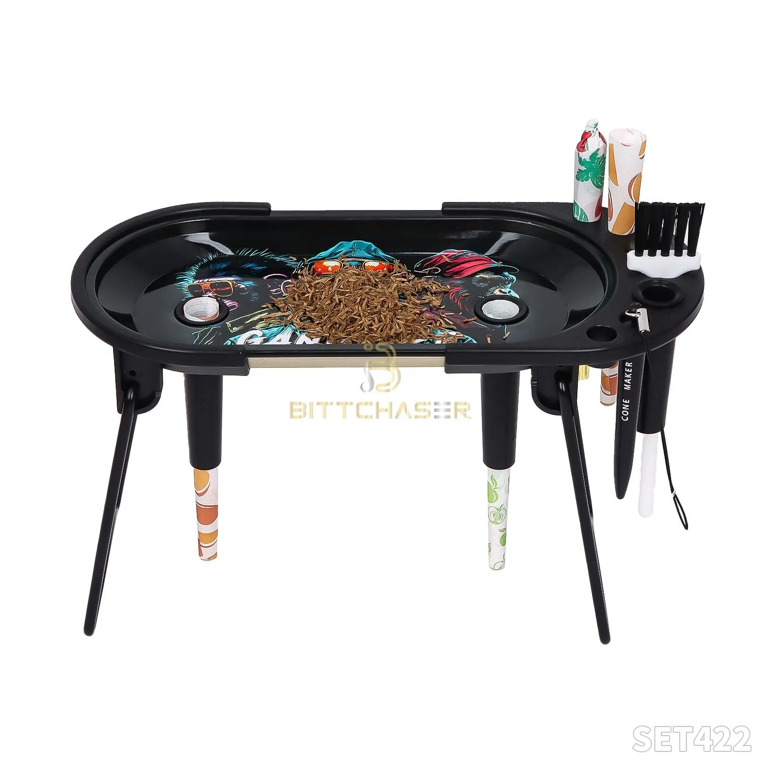 Foldable Metallic Rolling Console With Cone Holder