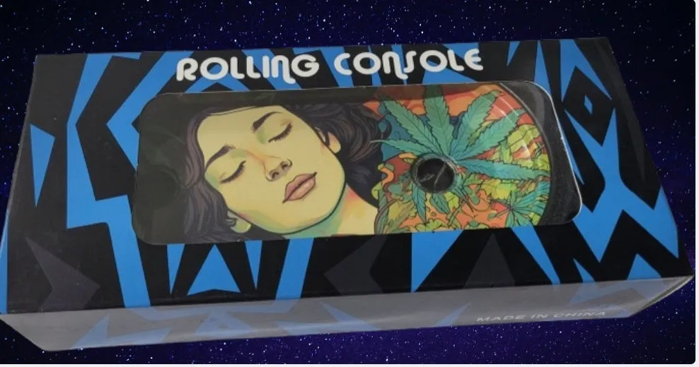 Foldable Metallic Rolling Console With Cone Holder