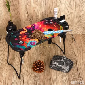 Foldable Metallic Rolling Console With Cone Holder