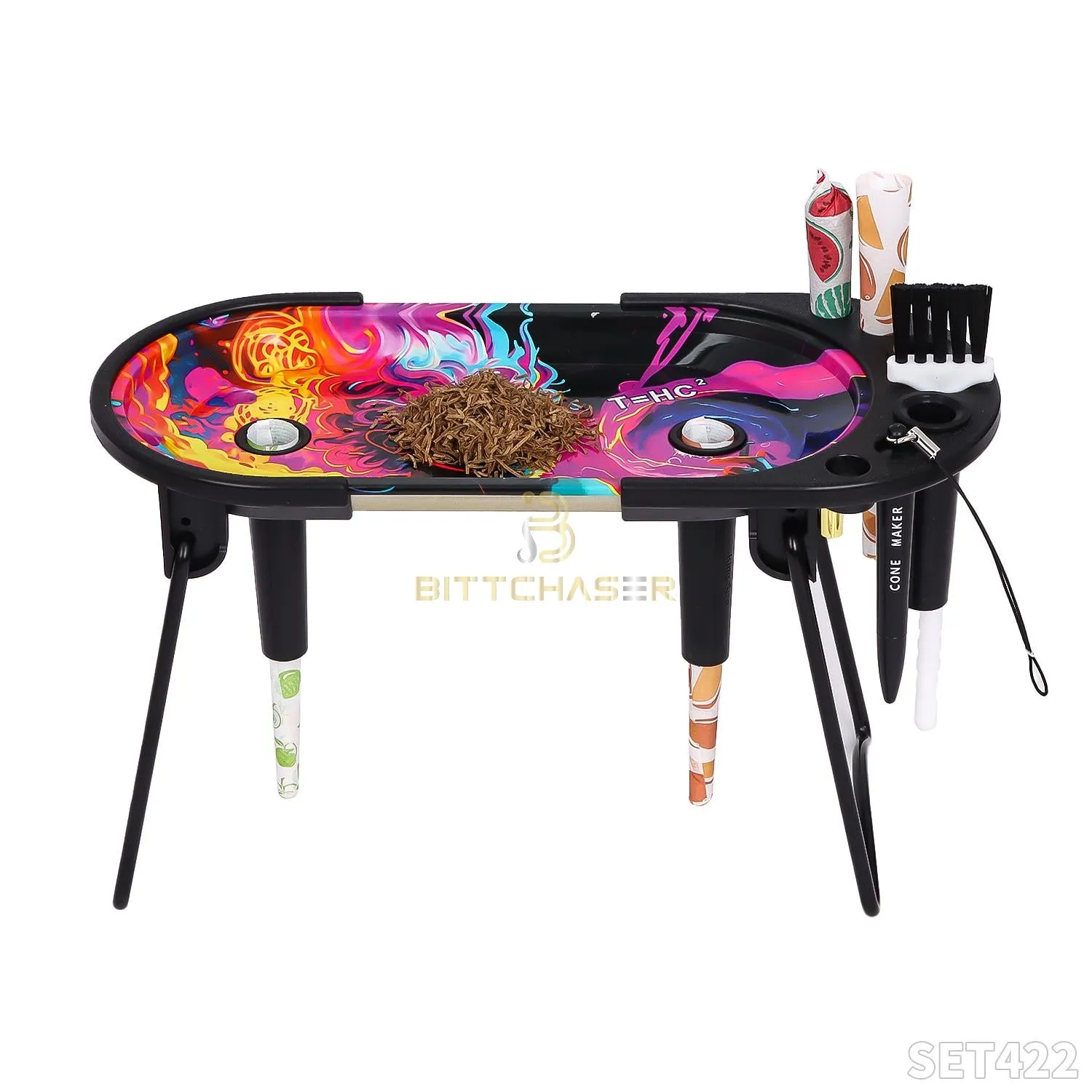 Foldable Metallic Rolling Console With Cone Holder