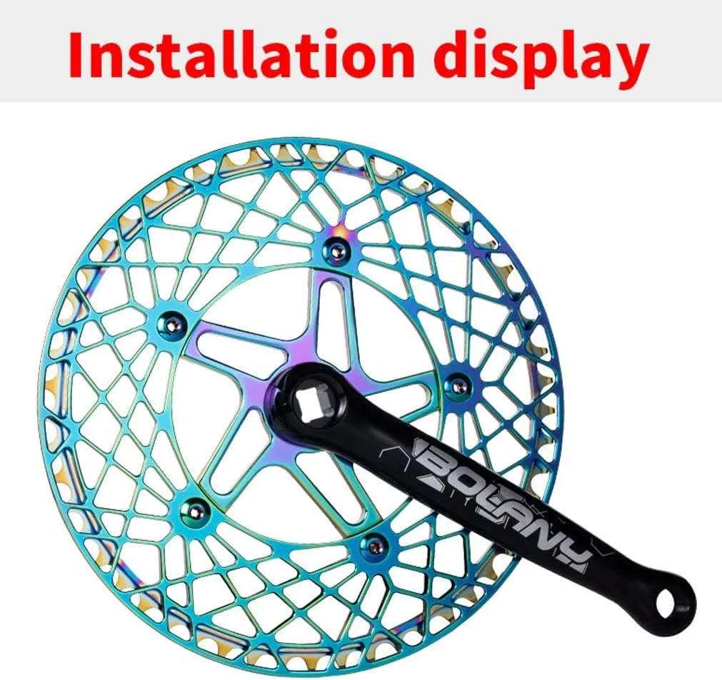 Folding Bikes Crankset 130BCD 170mm Square Taper Crank Arm Set Aluminum Alloy Cranks for Road Bicyle(Color:Colorful)