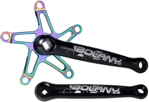Folding Bikes Crankset 130BCD 170mm Square Taper Crank Arm Set Aluminum Alloy Cranks for Road Bicyle(Color:Colorful)