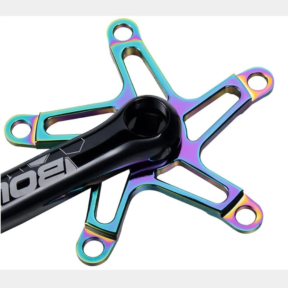 Folding Bikes Crankset 130BCD 170mm Square Taper Crank Arm Set Aluminum Alloy Cranks for Road Bicyle(Color:Colorful)
