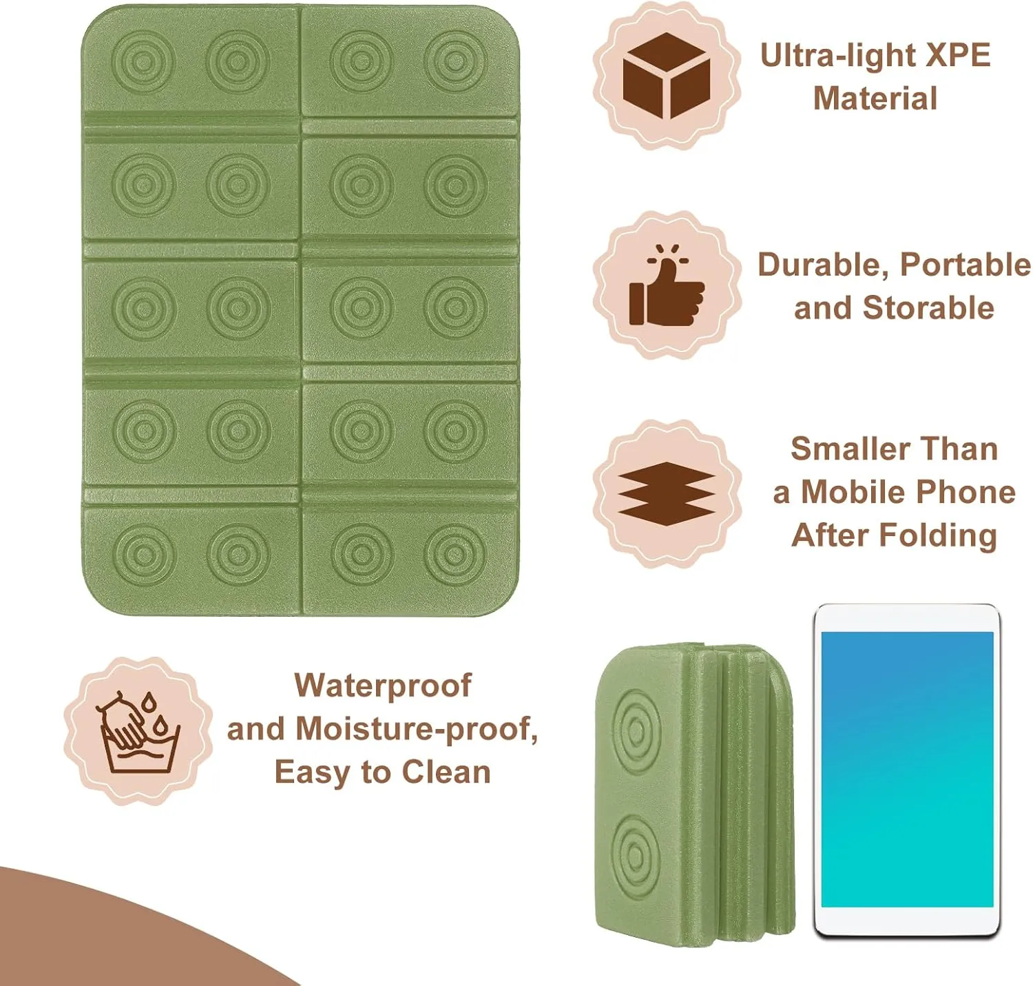 Folding Foam Mat, Mini Portable Lightweight Mini Waterproof Folding Mat Fit for Backpacking Hiking Camping Kneeling Outdoor Activities Recreation