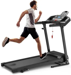 Folding Treadmills with Incline, Foldable Portable Treadmills for Home Small Compact Mini Treadmill 300 LBS Capacity with 12 HIIT Modes LED Display Walking Pad Treadmill with Large Running Area