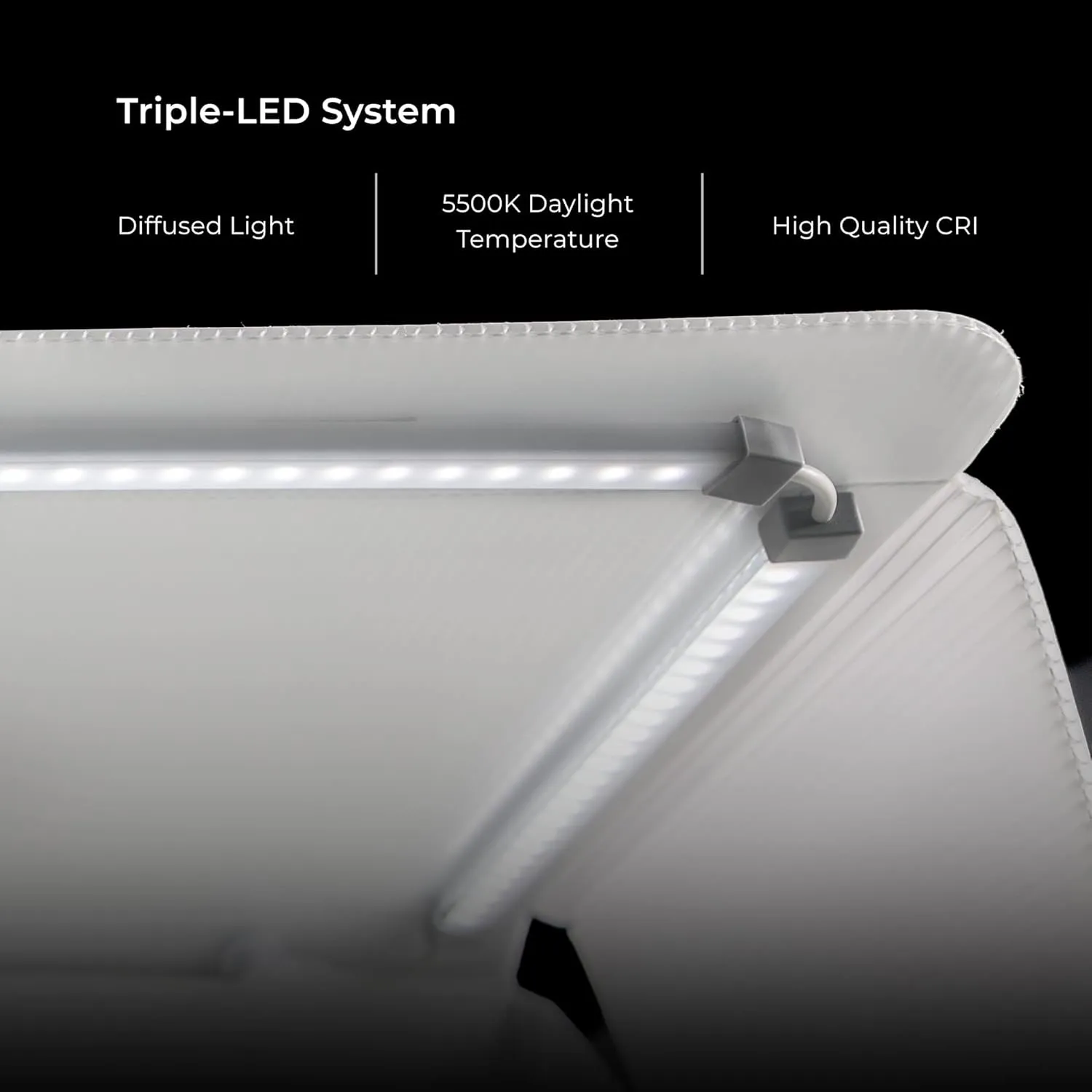 Foldio3   Extra Lights (25inch Lightbox for Product Photography with Halo Bars / 25" x 25"/ Portable Studio, Dimmable LED Chips, CRI 97 , Background Sheet Included | ORANGEMONKIE)