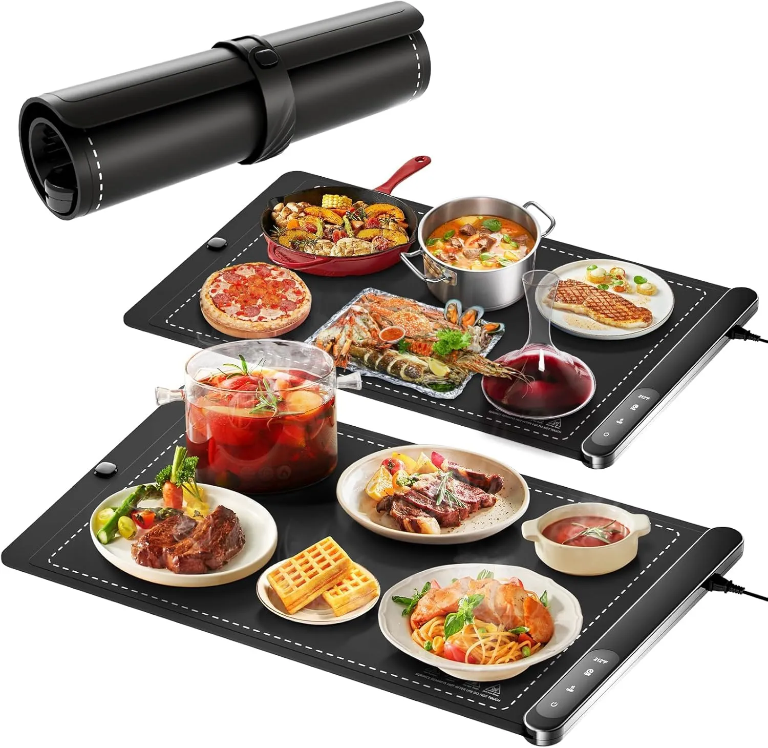 Food Warming Mat, Upgraded Graphene Full Surface Heating Foldable Heater Food Pad, Compact Silicone Materials, 6 Heat Settings, Multifunctional Food Warmers for Parties Buffet, Daily Life Use (2)
