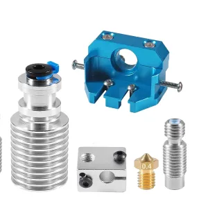 for E3D V6 Hotend Kit, 3D Printer All Metal Mount Fixed Blocks, Remote Short Direct Heat Sink 1.75mm Compatible with E3D V6 hotend, and Nozzle/Heater Block for Feeding 3D Printer Extruder