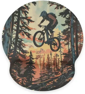 Forest Off-Road Riding Mouse Pad Computer Mouse Pad with Wrist Support Rest Non-Slip Small Black