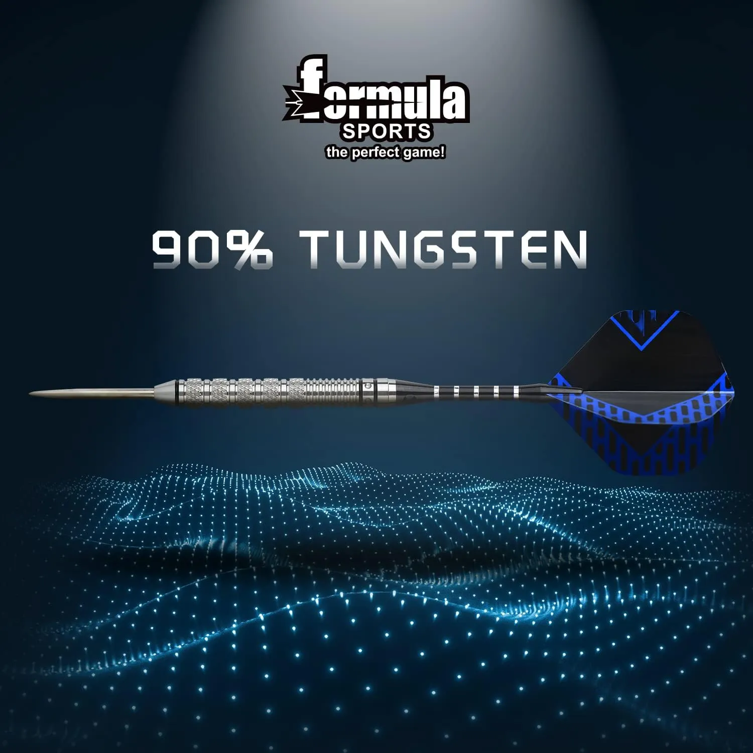 Formula Sports 90% Tungsten Darts Metal Tip Set 21g/22g/23g/24g, Professional Steel Tip Darts Set with Aluminum Shafts, Tungsten Barrels, Extra Flights, Dart Sharpener, Gift Box