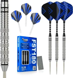 Formula Sports 90% Tungsten Darts Metal Tip Set 21g/22g/23g/24g, Professional Steel Tip Darts Set with Aluminum Shafts, Tungsten Barrels, Extra Flights, Dart Sharpener, Gift Box