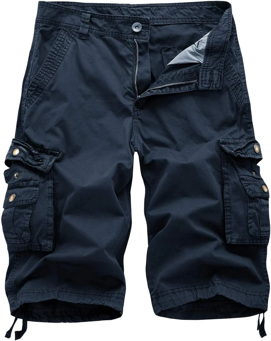 FOURSTEEDS Women's Cotton Loose Fit Zipper Multi-Pockets Twill Bermuda Drawstring Women Cargo Shorts