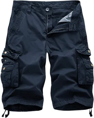 FOURSTEEDS Women's Cotton Loose Fit Zipper Multi-Pockets Twill Bermuda Drawstring Women Cargo Shorts
